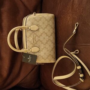 Kate Spade Beige Patterned Satchel *Convert Into Shoulder/ Crossbody With Strap*